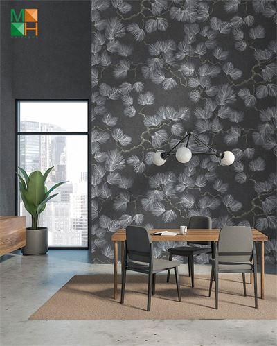 Giấy dán tường hàn quốc hình lá cây màu đen 6801-4