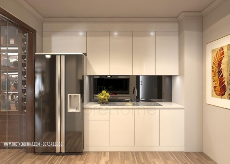 Thiết kế nội thất phòng bếp riêng biệt với không gian khác vẫn đảm bảo tính sang trọng và tiện nghi của không gian Thiết kế nội thất phòng bếp