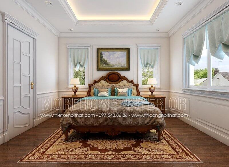 Mẫu giường ngủ gỗ óc chó nhập khẩu phong cách tân cổ điển tượng trưng cho sự sang trọng, quý phái đậm chất quý tộc